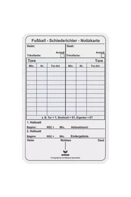 ERIMA - Cartons pour annotations football